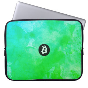 Bitcoin Watercolor (Stijl $ - Green Day) Laptop Sleeve