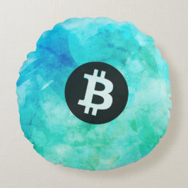 Bitcoin Watercolor (Style 3 - Beach Life) Rond Kussen