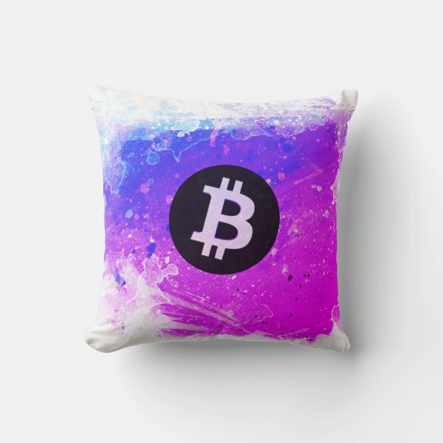 Bitcoin Watercolor (Style 6 - Miami Beach) Kussen (Voorkant)