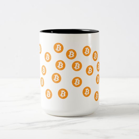Bitcoin Wave BTC Crypto Token Tweekleurige Koffiemok (Center)