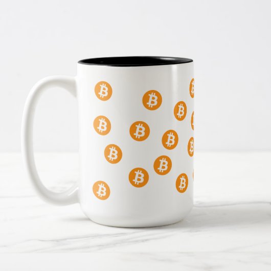 Bitcoin Wave BTC Crypto Token Tweekleurige Koffiemok (Links)