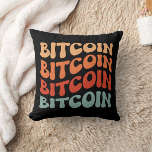 Bitcoin Wavy Tekst Stijlvol Crypto Typography Desi Kussen
