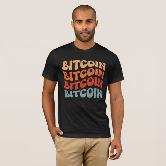 Bitcoin Wavy Tekst Stijlvol Crypto Typography Desi T-shirt (Voorkant volledig)