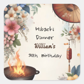 Bite Chef BBQ Japans Sushi Hibachi 30e verjaardag Vierkante Sticker