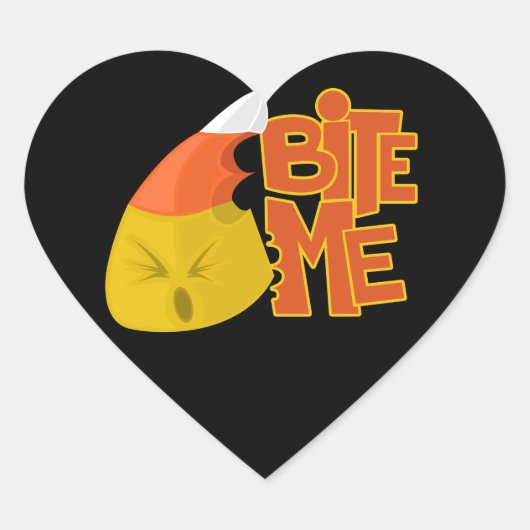 Bite me - Candy Corn Hart Sticker (Voorkant)