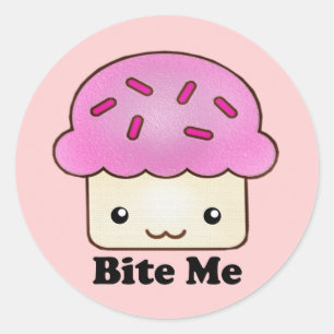 Bite me Cupcake Ronde Sticker