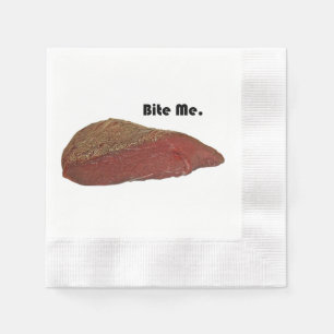 Bite me Funny Steak Beef Pun Joke Servetten