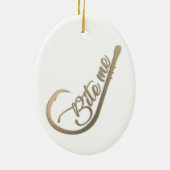 Bite Me Funny Vist Keramisch Ornament (Achterkant)