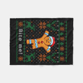 Bite Me Gingerbread Man - Funny Ugly Christmas Swe Fleece Deken (Voorkant (Horizontaal))