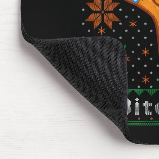 Bite Me Gingerbread Man - Funny Ugly Christmas Swe Muismat (Hoek)