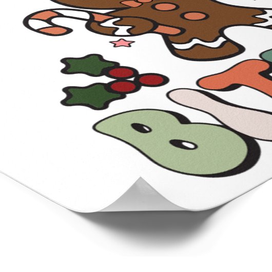 Bite me Gingerbrood Groovy Kerstmis Poster (Hoek)