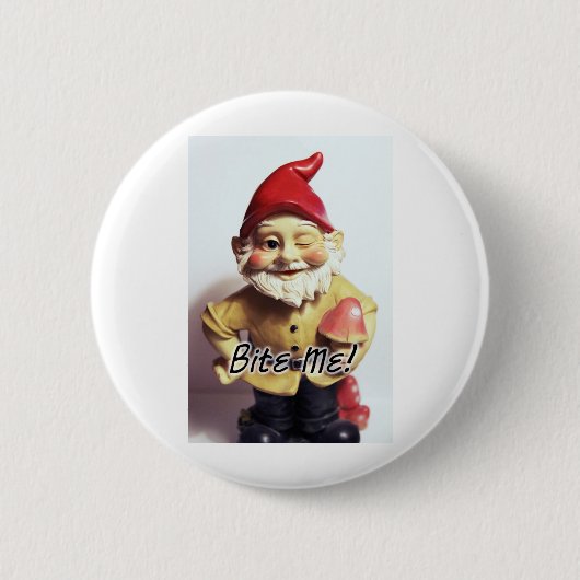 Bite me Gnome Ronde Button 5,7 Cm (Voorkant)