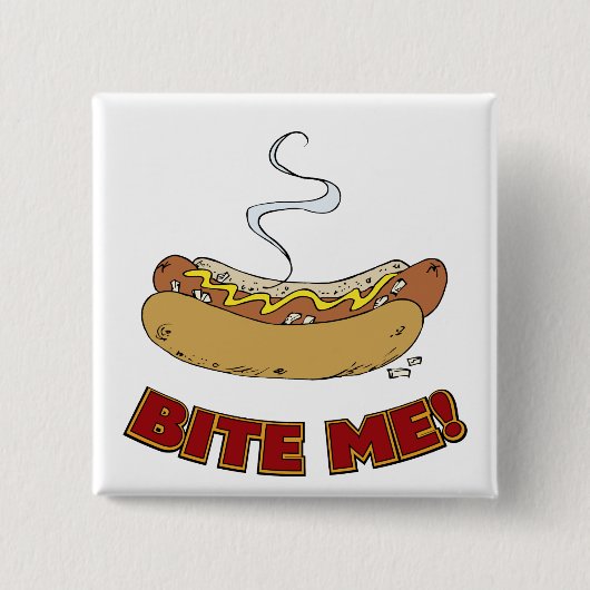 Bite me - Hot Dog Vierkante Button 5,1 Cm (Voorkant)