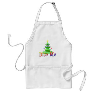 Bite me kerstboom standaard schort