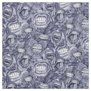 BITE ME orchideeën en rozen INDIGO Stof