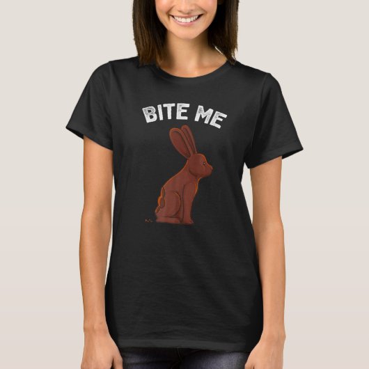 Bite me Paasbunny Funny Joke Meme Mannen Kind T-shirt (Voorkant)