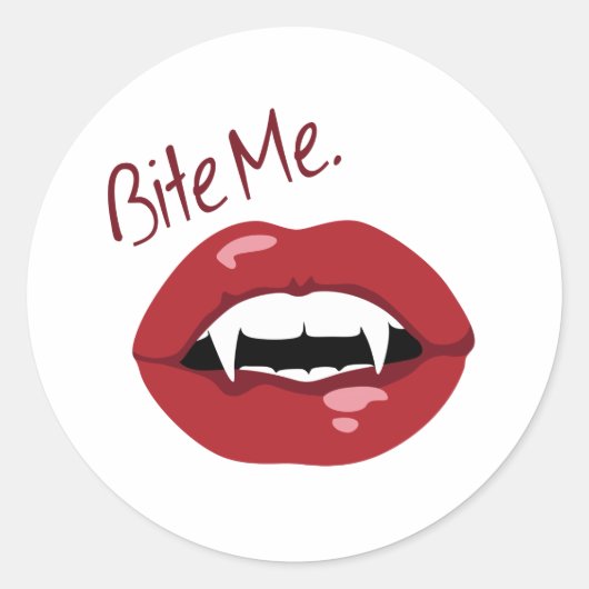Bite me ronde sticker (Voorkant)