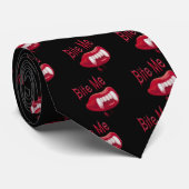 Bite me - Rood bloed Vampier lips & tanden Stropdas (Opgerold)