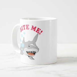 Bite me Shark op White Extra Grote Mok