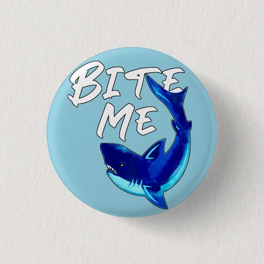Bite me - Shark Ronde Button 3,2 Cm (Voorkant)