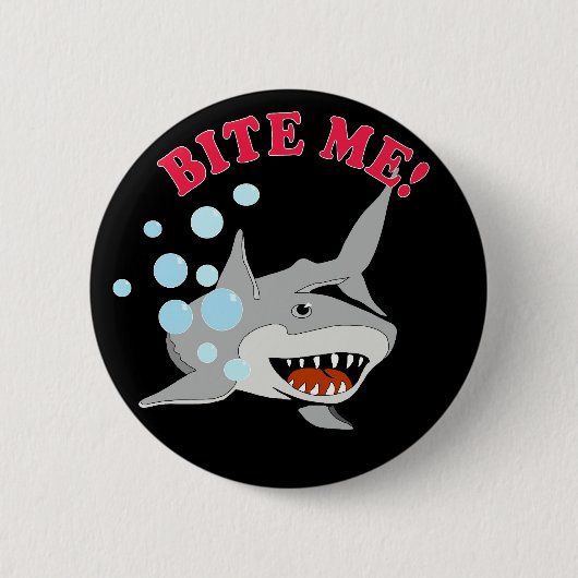 Bite Me Shark Ronde Button 5,7 Cm (Voorkant)