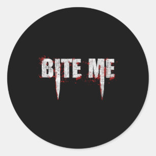 Bite Me Vampire Teeth Bloody Halloween Ronde Sticker