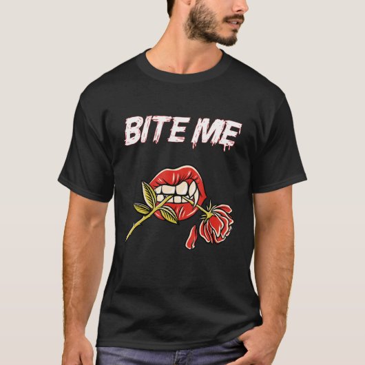 Bite me Vampire Teeth with Roos T-shirt (Voorkant)