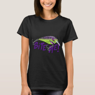 Bite Me Vislijn Sticker - Tijgerpatroon in Paars T-shirt