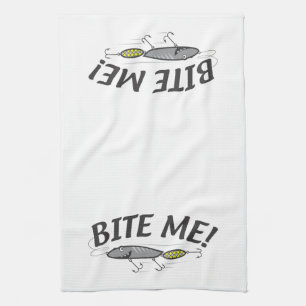 Bite me Vist Hook Humor Theedoek
