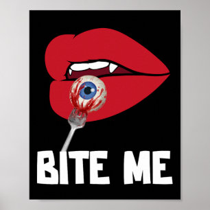 Bite Me Y Vampire Lips Halloween Party Kostuum Poster