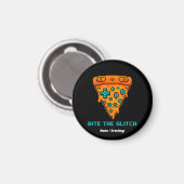  Bite the Glitch Retro 8-Bit Pixel Pizza Gamer  Magneet (Voorkant / Achterkant)