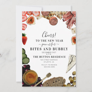 Bites and bubble Charcuterie New Year's Eve Party Kaart