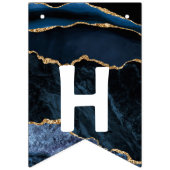 Bithday Agate Marine Blue Gold Marble Bung drapeau (Deuxième drapeau)