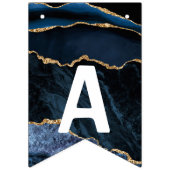 Bithday Agate Marine Blue Gold Marble Bung drapeau (Troisième drapeau)