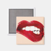 Biting Lip Fridge Magnet Magneet (Voorkant / Achterkant)
