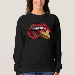 Biting Lips Dia De Los Muertos Mexican Sombrero Da Trui