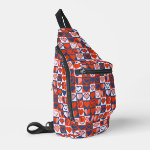 Bitmap blauw & rood hart sling bag