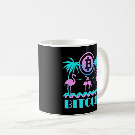 Bitmunt Crypto Retro 80s Flamingo Koffiemok (Voorkant rechts)