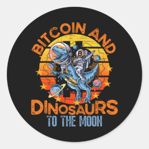 Bitmunt en dinosaurussen naar de motorcrypto ronde sticker