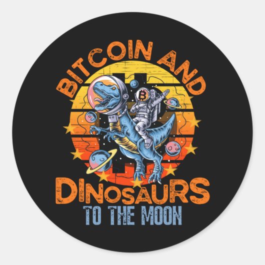 Bitmunt en dinosaurussen naar de motorcrypto ronde sticker (Voorkant)