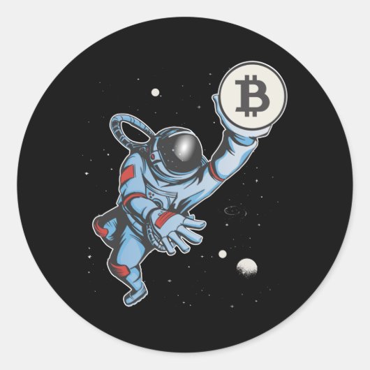 Bitmunt naar de maan Astronaut Ronde Sticker (Voorkant)