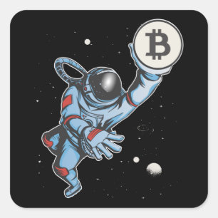 Bitmunt naar de maan Astronaut Vierkante Sticker