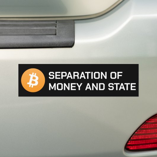 Bitmunt Scheiding van geld en staatshuisvesting Bumpersticker (Op auto)