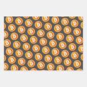 Bitmuntpictogram in oranje en grijs groen blauw inpakpapier vel (Voorkant)