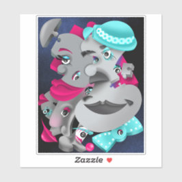 Bits and Pieces – Surrealistische Puzzel Gezichten Sticker