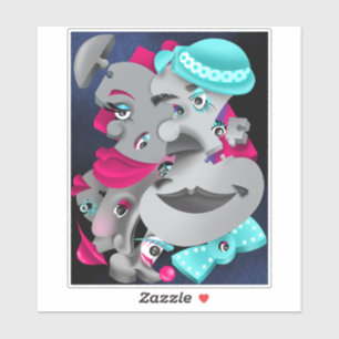 Bits et pièces - Sticker Surreal Puzzle faces