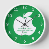 Bitten appel silhouet aangepaste ronde wandklok (Voorkant)