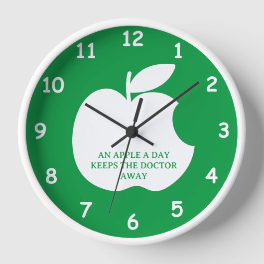 Bitten appel silhouet aangepaste ronde wandklok (Voorkant)