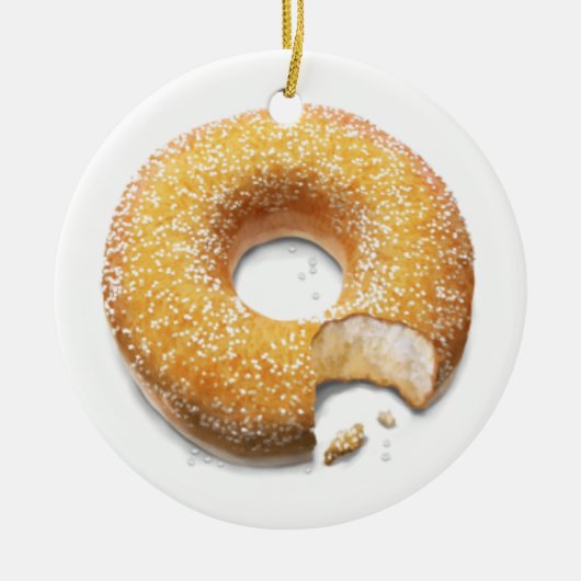 Bitten Sugared Doughnut/Donut Keramisch Ornament (Voorkant)