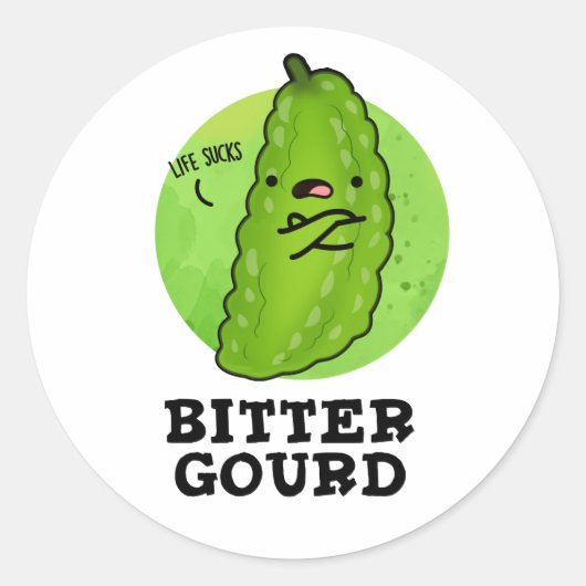 Bitter Gourd Funny Veggie Pun Ronde Sticker (Voorkant)